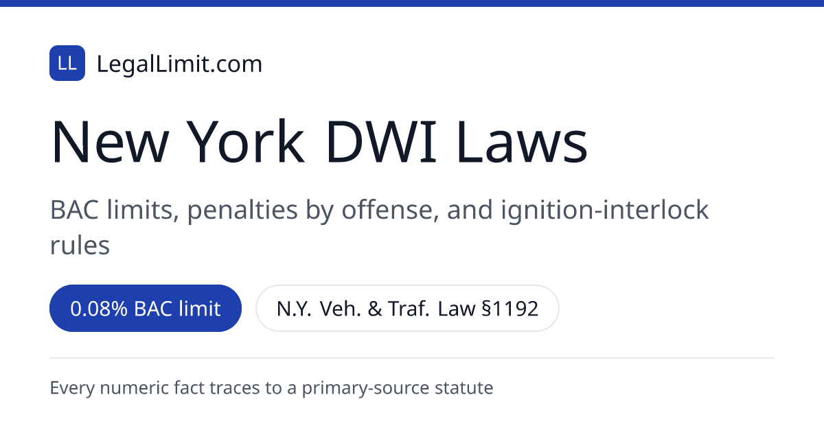 New York DWI Laws, BAC Limits & Penalties | LegalLimit.com